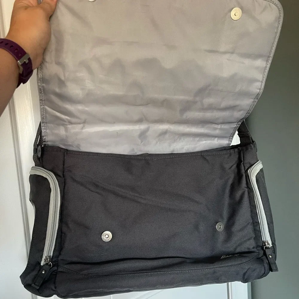 Eddie Bauer Messenger Diaper Bag Gray/Silver